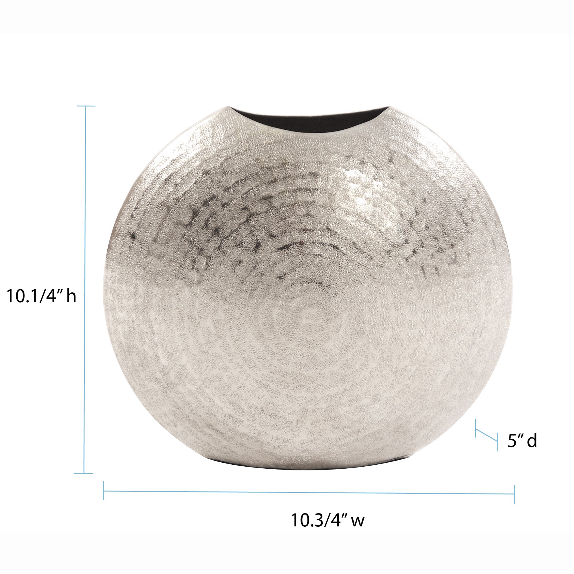 10 Inch Hammered Silver Disc Decorative Vase