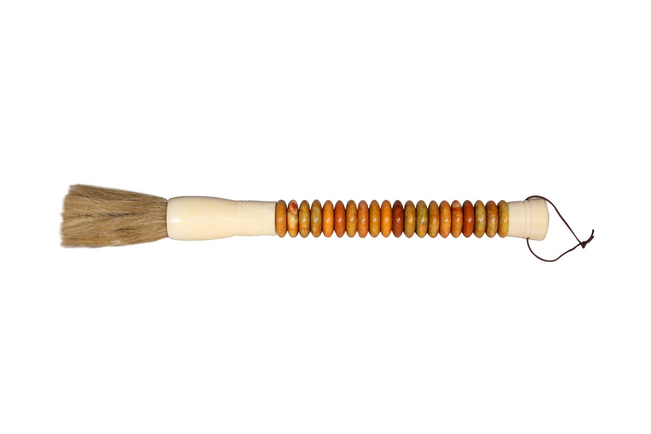 Yellow And Brown Jade Abacus Disc Decorative calligraphy Brush