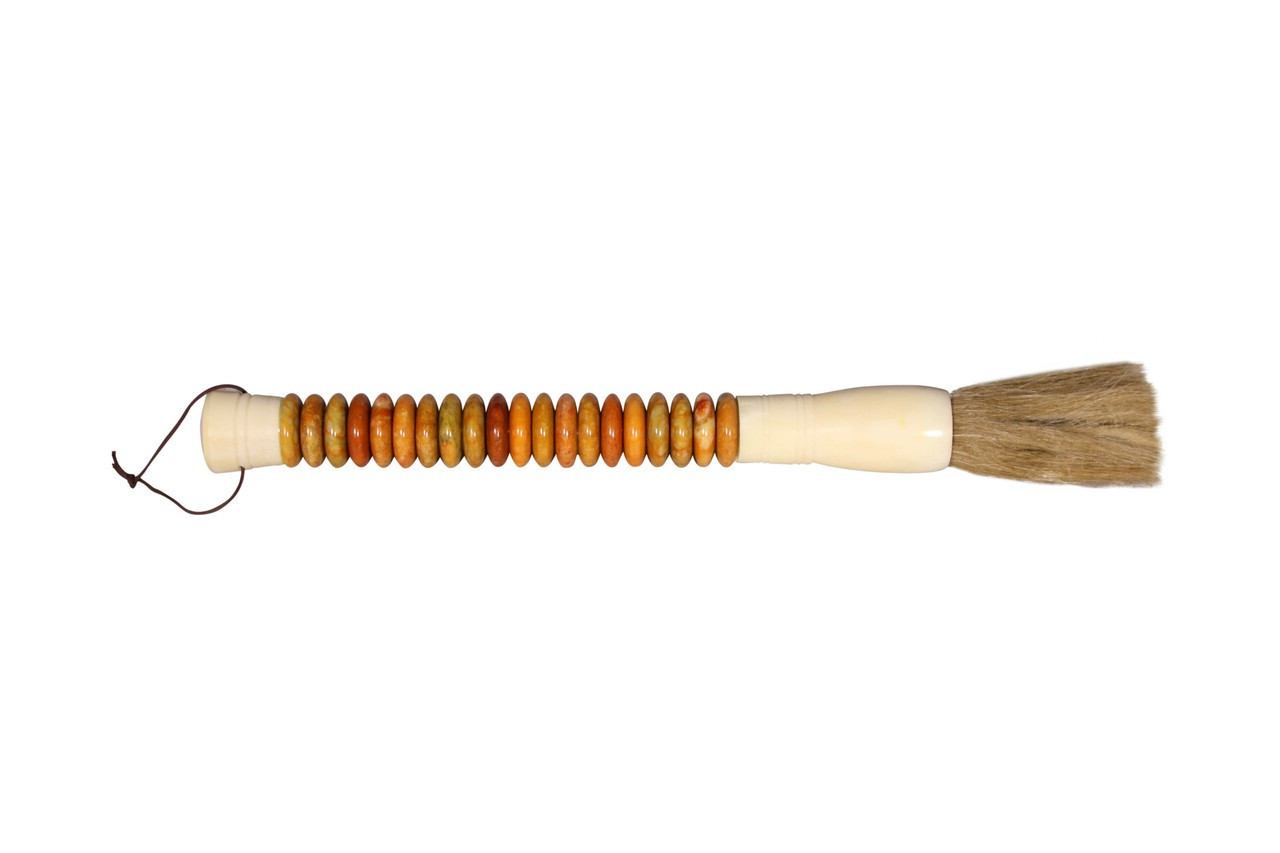 Yellow And Brown Jade Abacus Disc Decorative calligraphy Brush