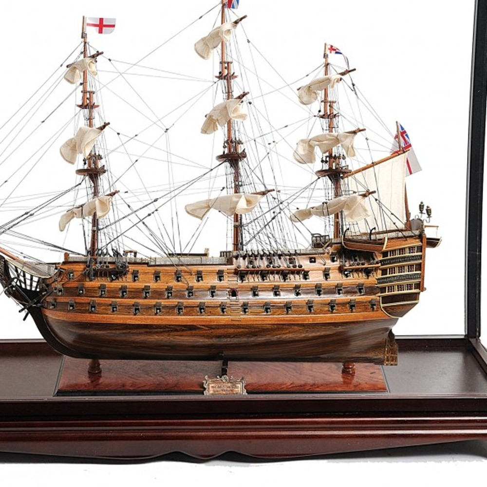 39 Wood Brown HMS Victory Large Table Top Display Hand Painted Decorative Boat