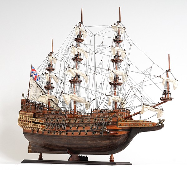 33 Wood Brown Sovereign of the Seas Hand Painted Boat Sculpture
