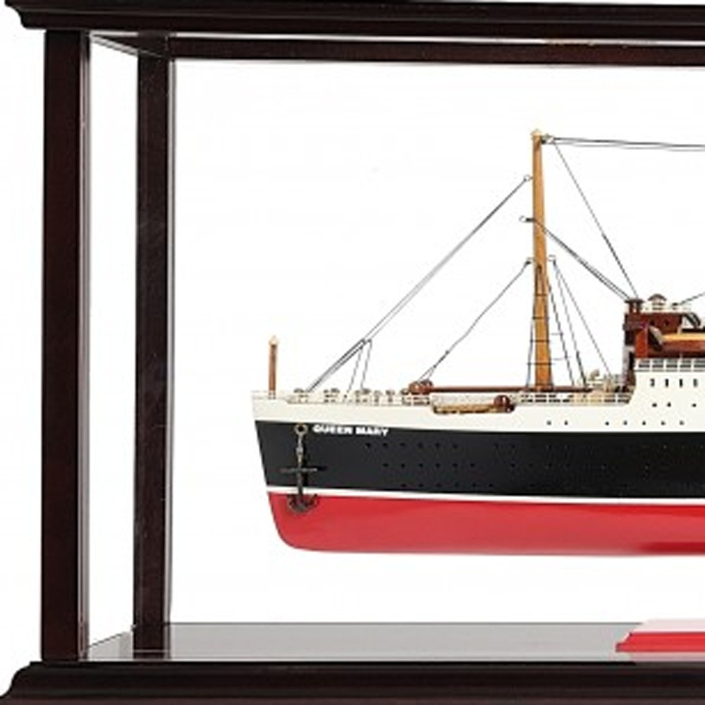 15 Black and Red RMS Queen Mary Large Display case Hand Painted Decorative Boat with case