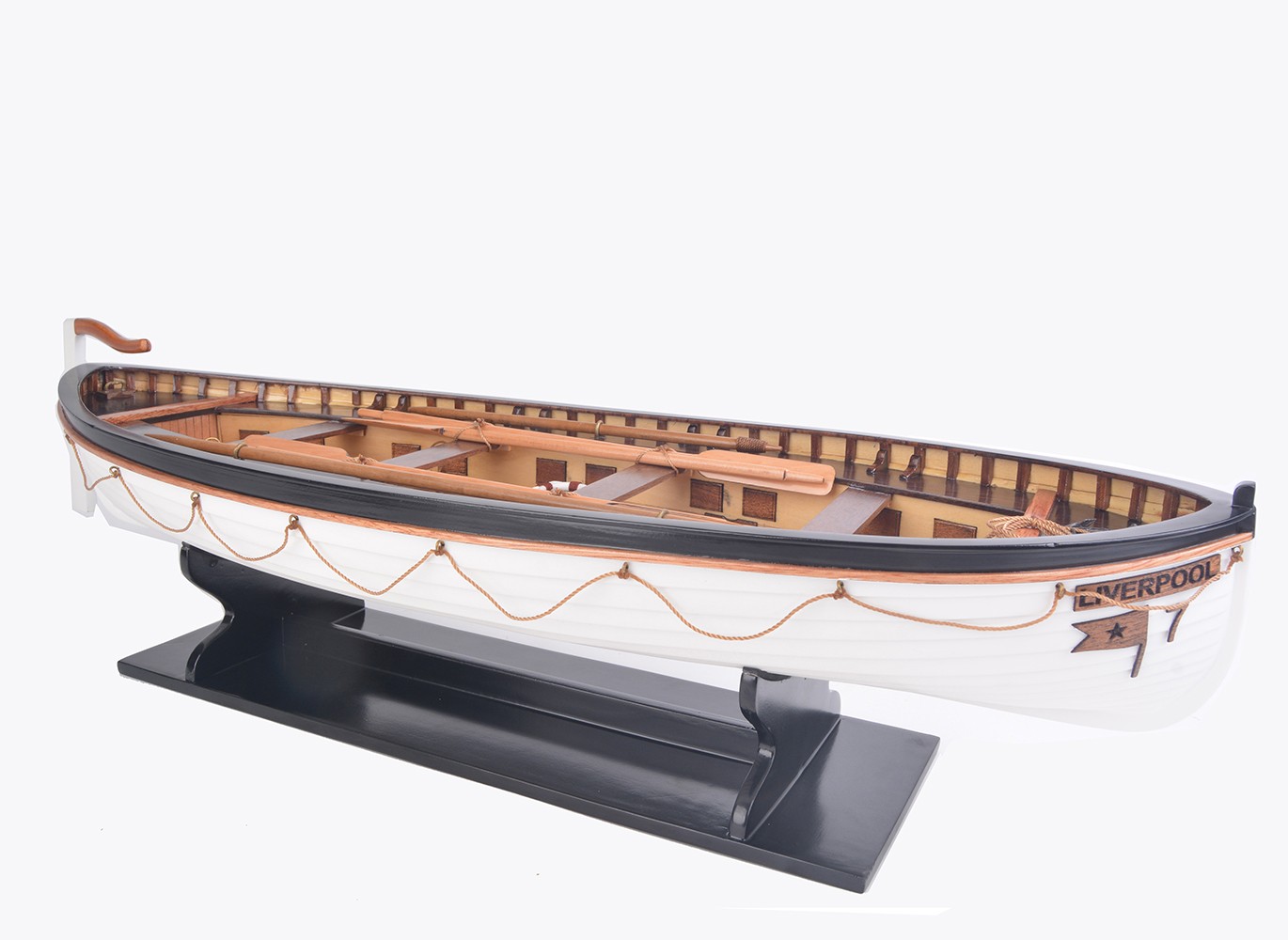 6 Brown and White RMS Titanic Lifeboat Hand Painted Decorative Boat