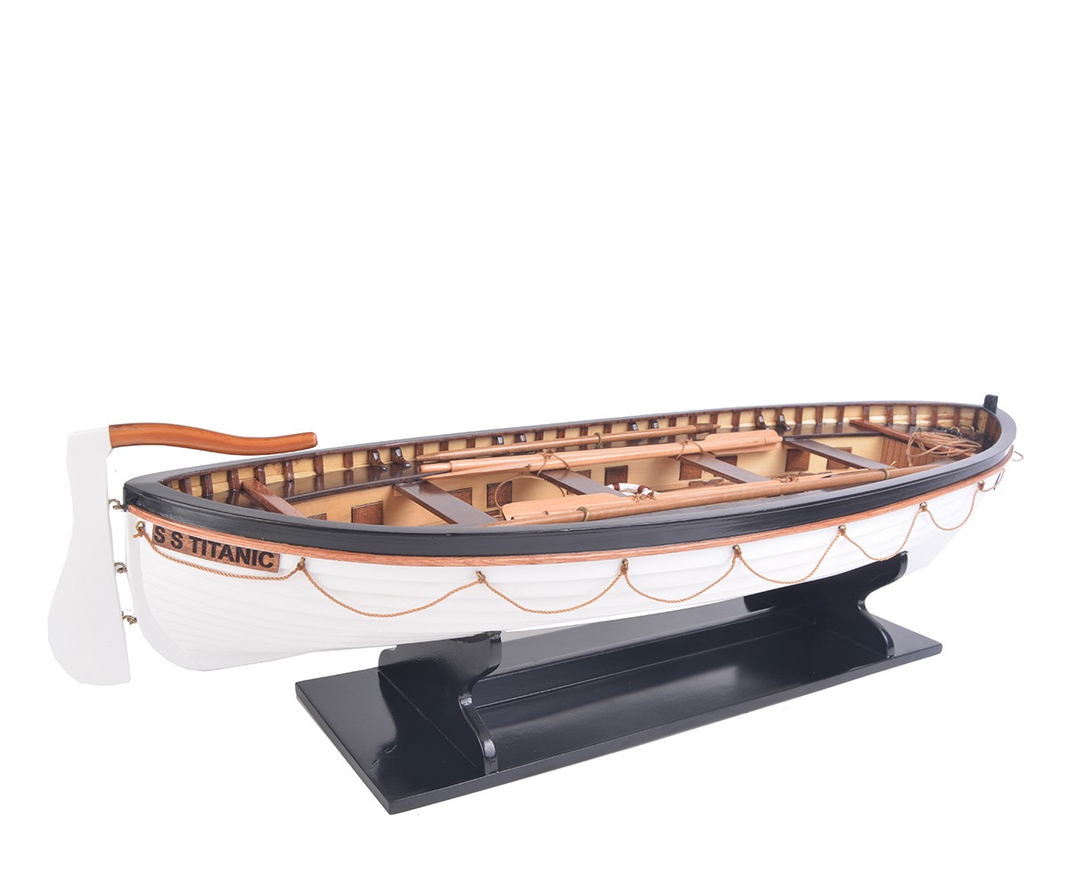 6 Brown and White RMS Titanic Lifeboat Hand Painted Decorative Boat