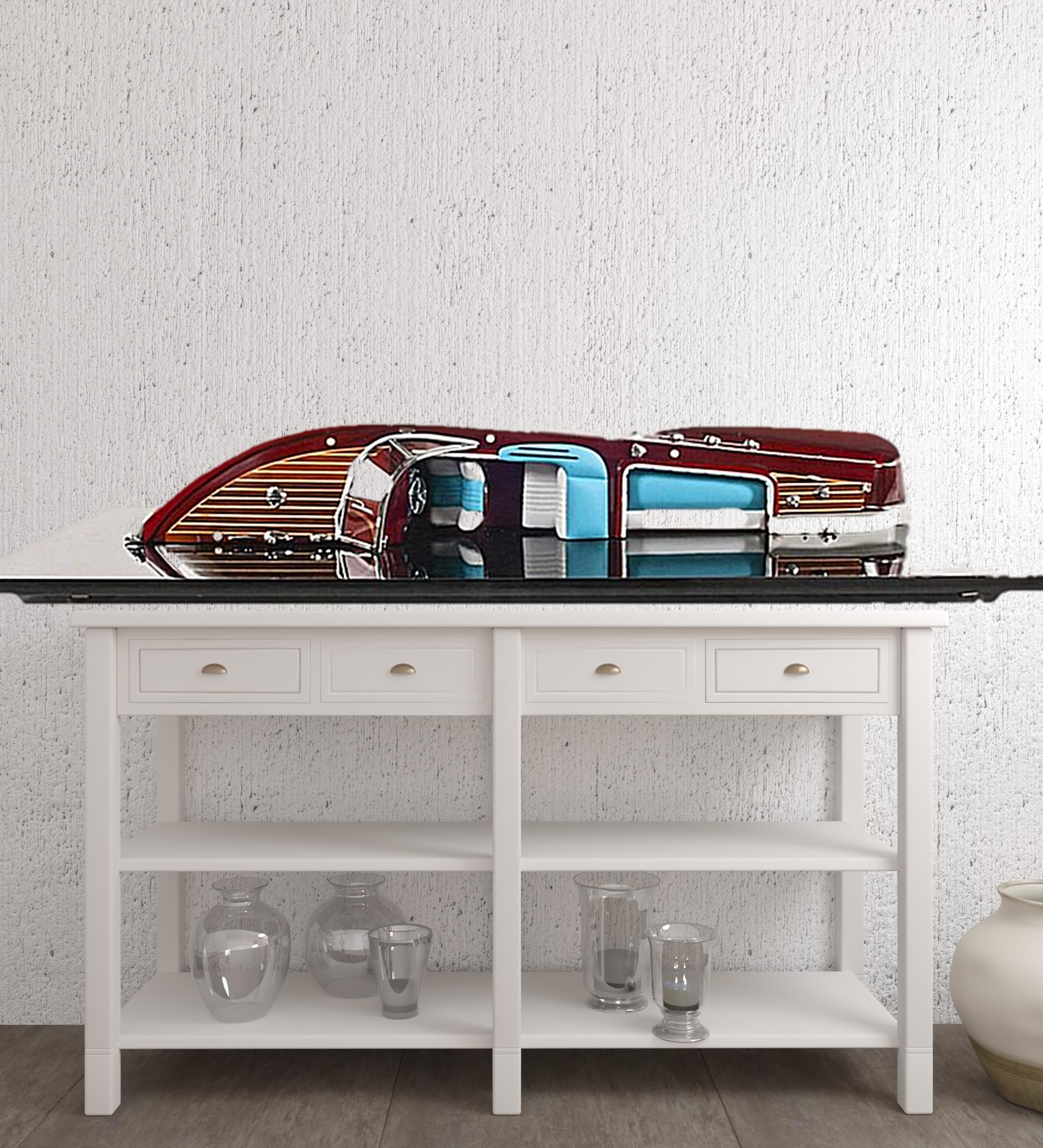 12 Wood Brown Riva Aquarama Half Hull Hand Painted Decorative Boat