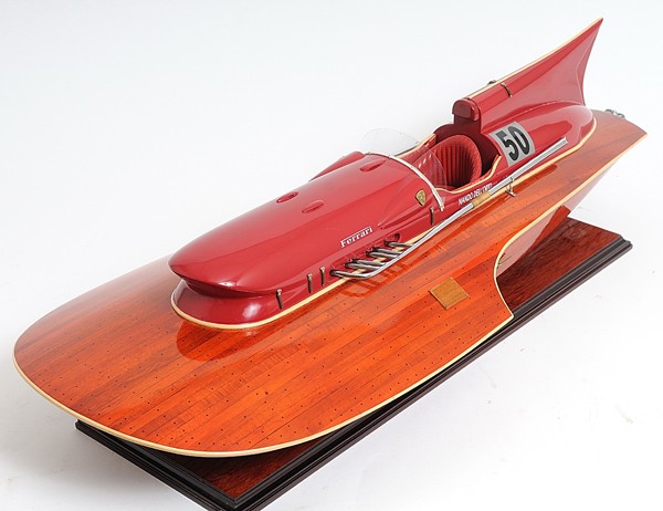 10 Wood Brown Ferrari Hydroplane Large Boat Hand Painted Decorative Boat