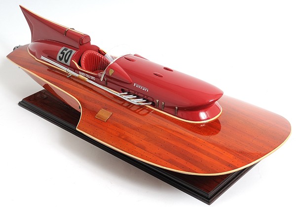 10 Wood Brown Ferrari Hydroplane Large Boat Hand Painted Decorative Boat