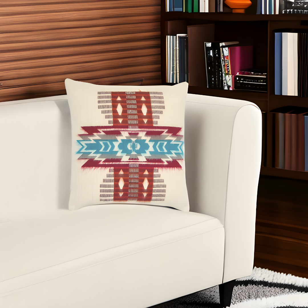 20" Brown and White Southwestern Acrylic Throw Pillow Cover