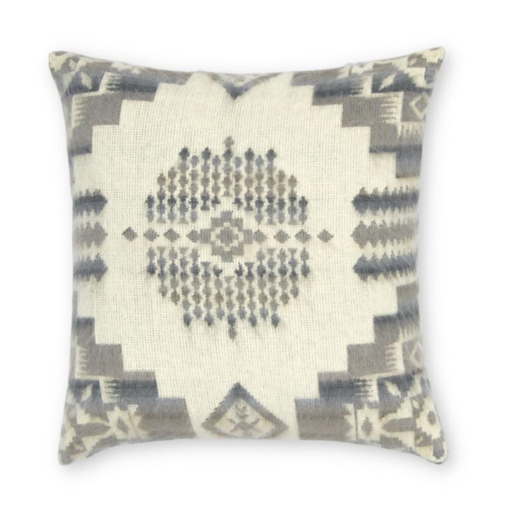 16" Gray and White Southwestern Acrylic Throw Pillow Cover
