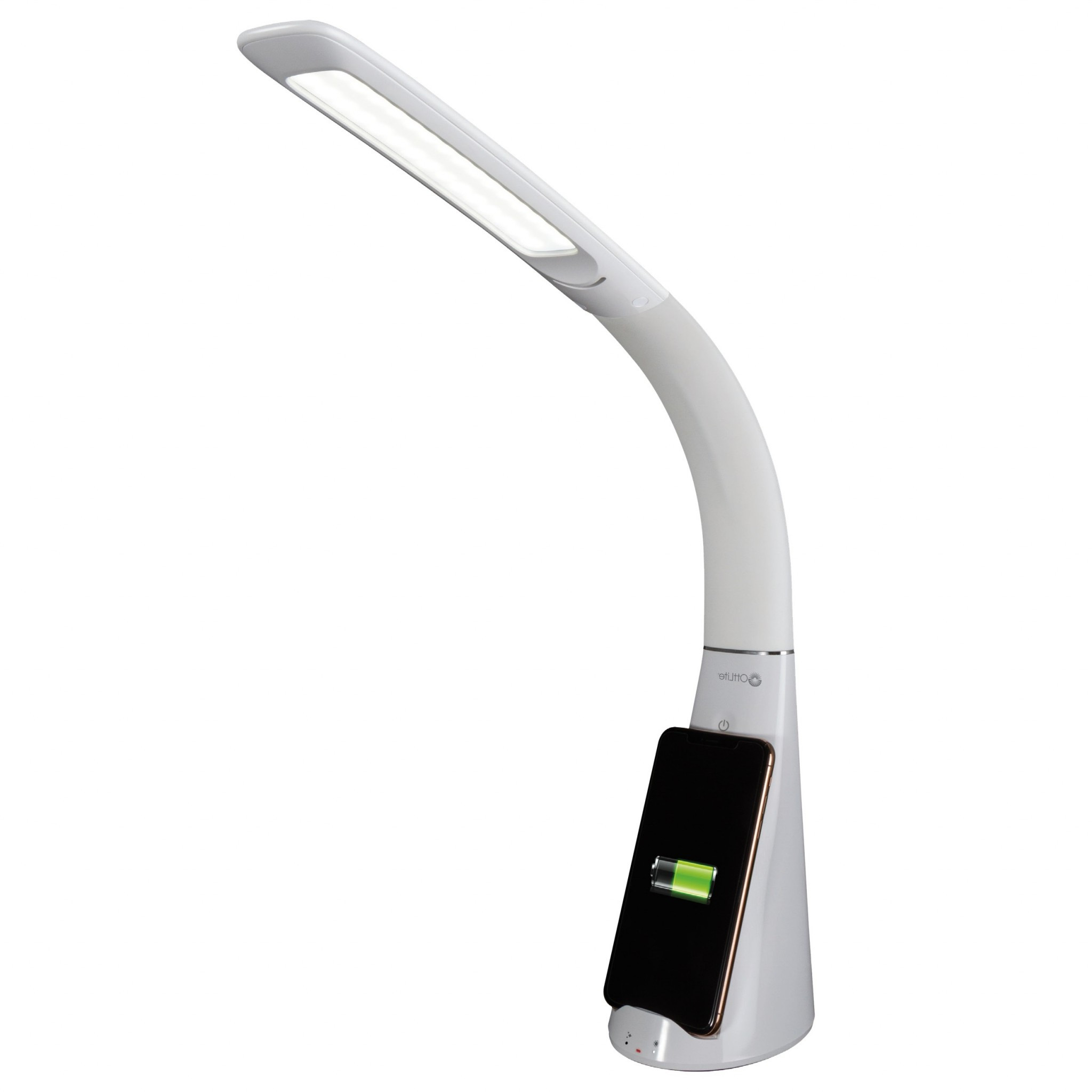Contemporary White Sanitizing and Charging LED Desk Lamp