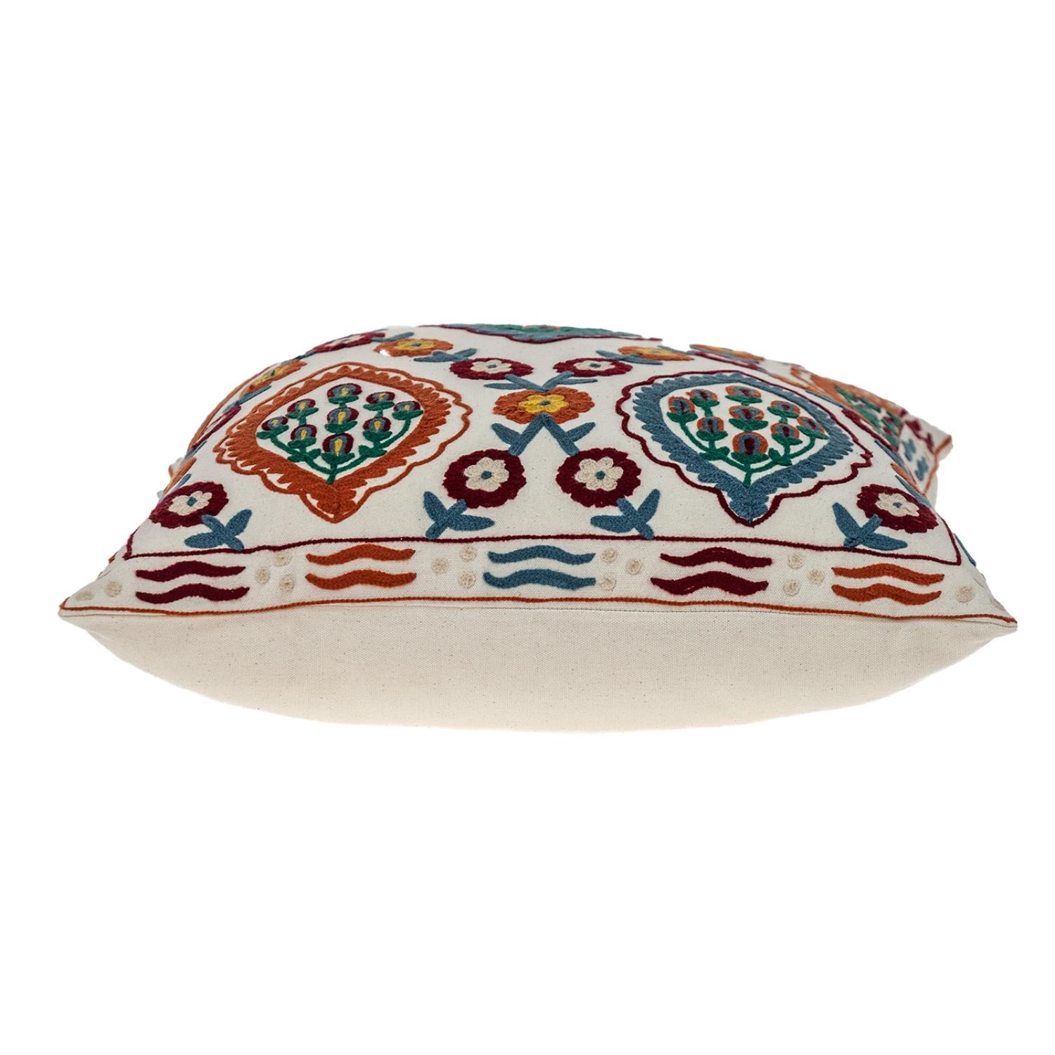 Floral Embroidered Multicolor Decorative Pillow