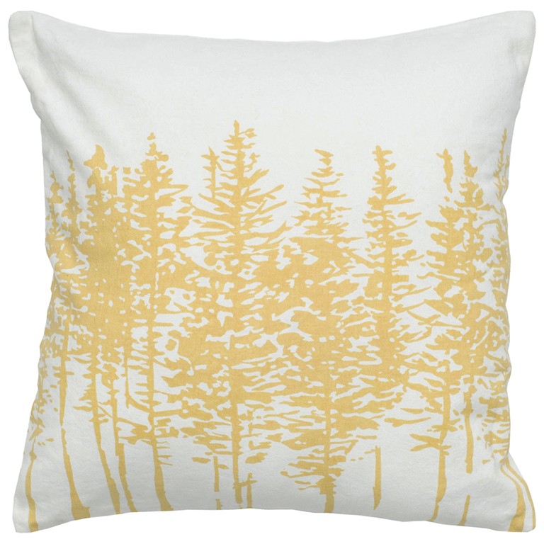 Yellow Ivory Grove of Trees Down Throw Pillow-403128-1