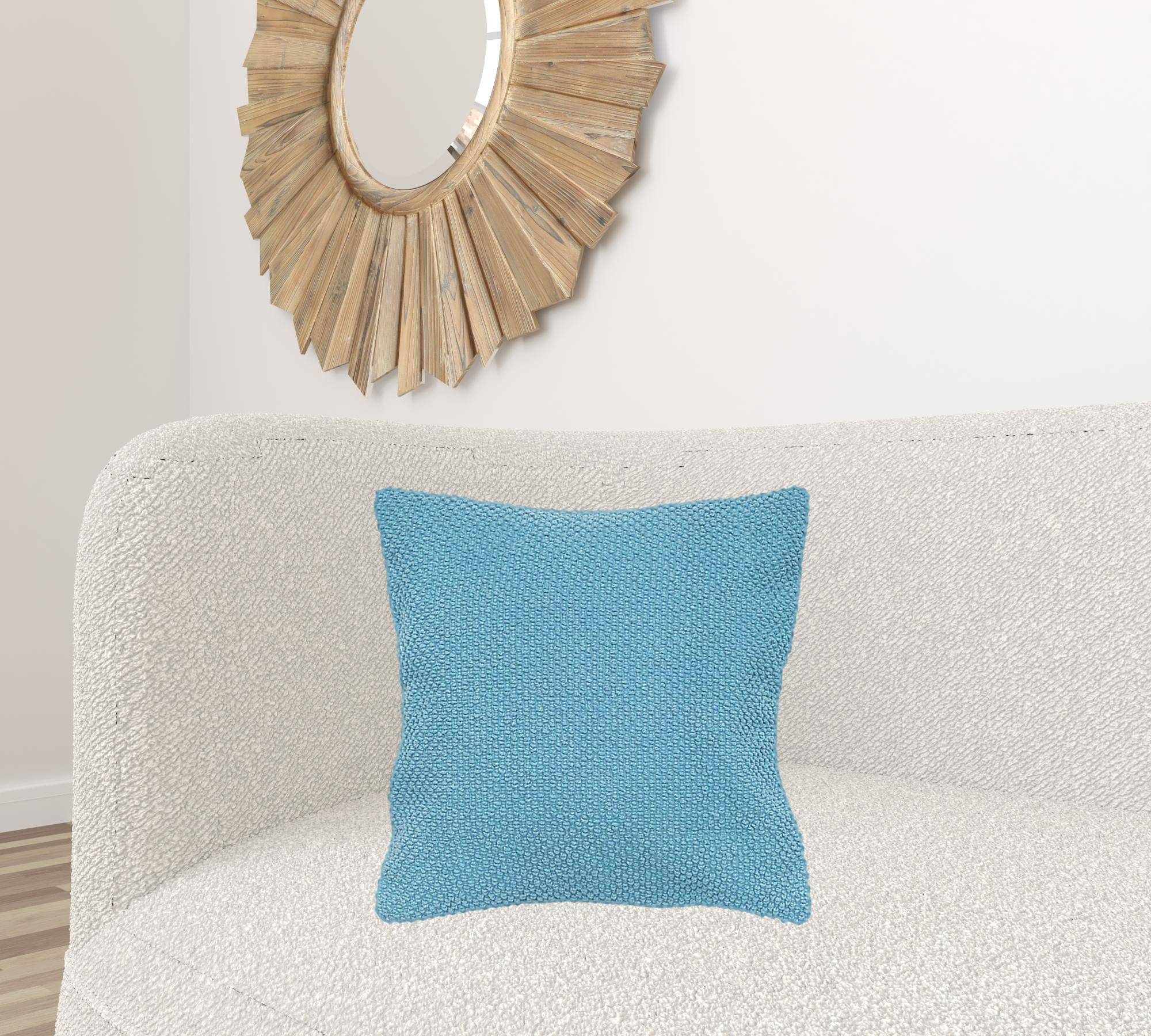 Blue Nubby Textured Modern Throw Pillow