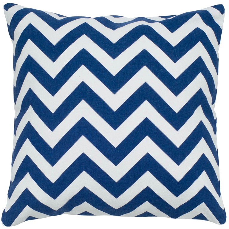 Navy Ivory Chevron Down Filled Throw Pillow-403138-1