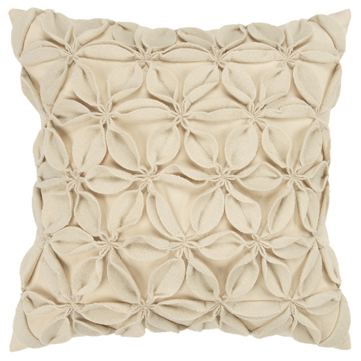 Cream Pinwheel Floral Petal Down Filled Throw Pillow-403175-1