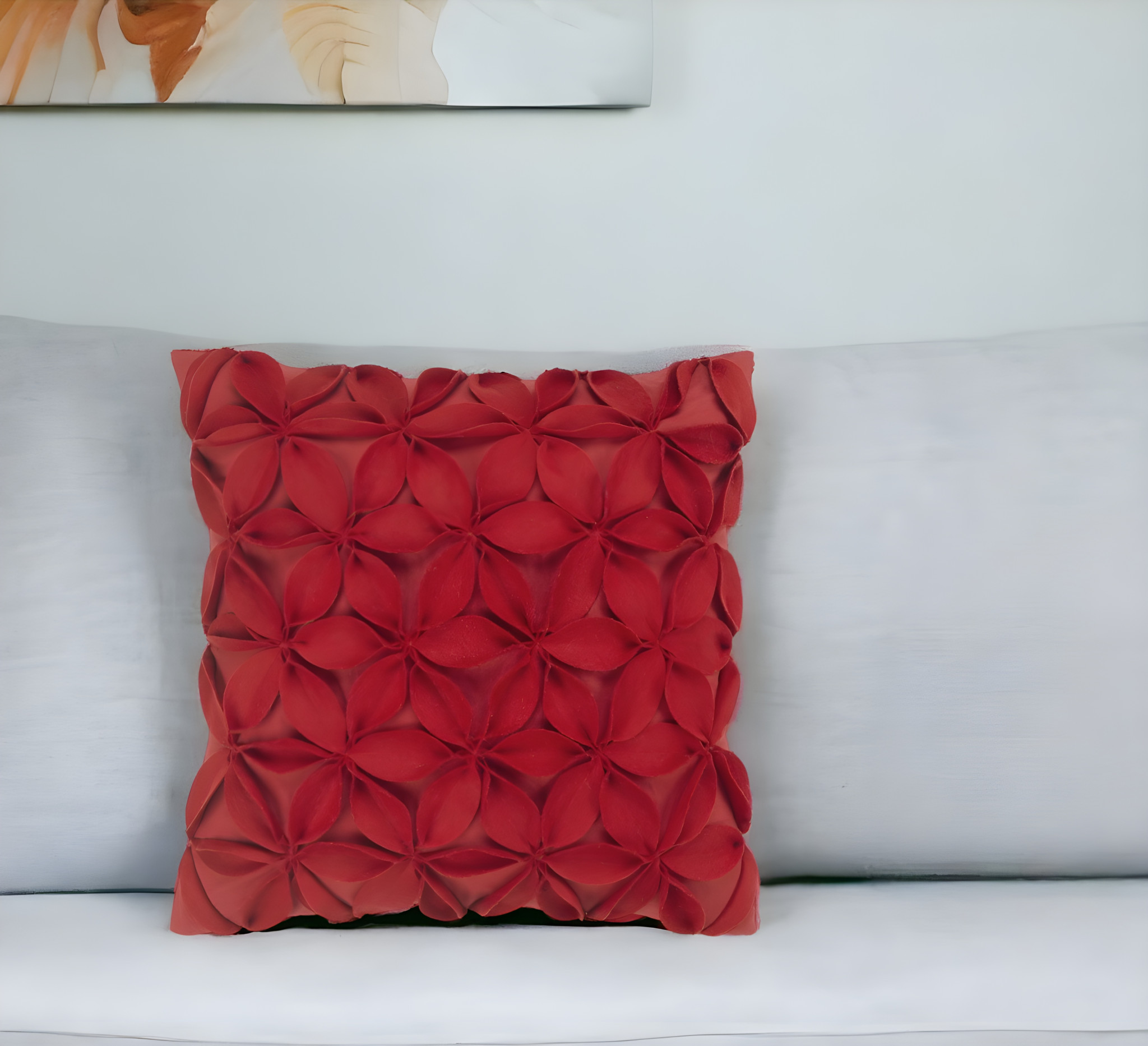 18" Red Cotton Throw Pillow-403177-1
