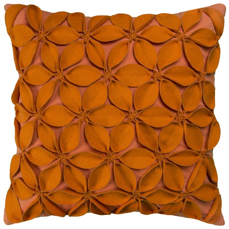 Orange Pinwheel Floral Petal Throw Pillow-403182-1