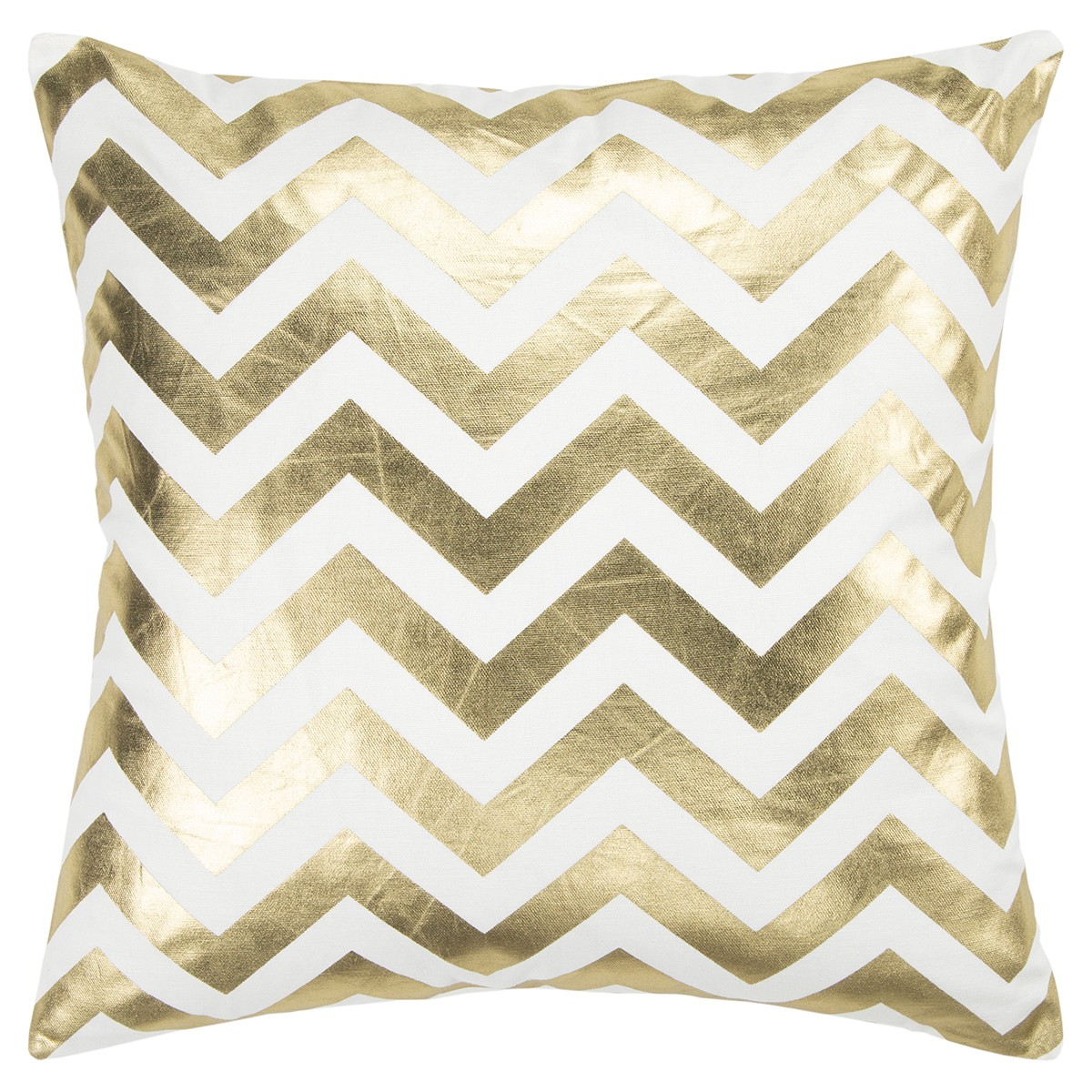 Gold Ivory Chevron Down Filled Throw Pillow-403187-1