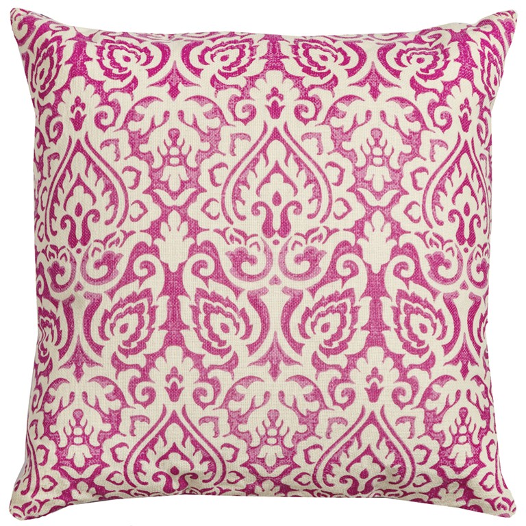 Pink White Distressed Damask Throw Pillow-403197-1