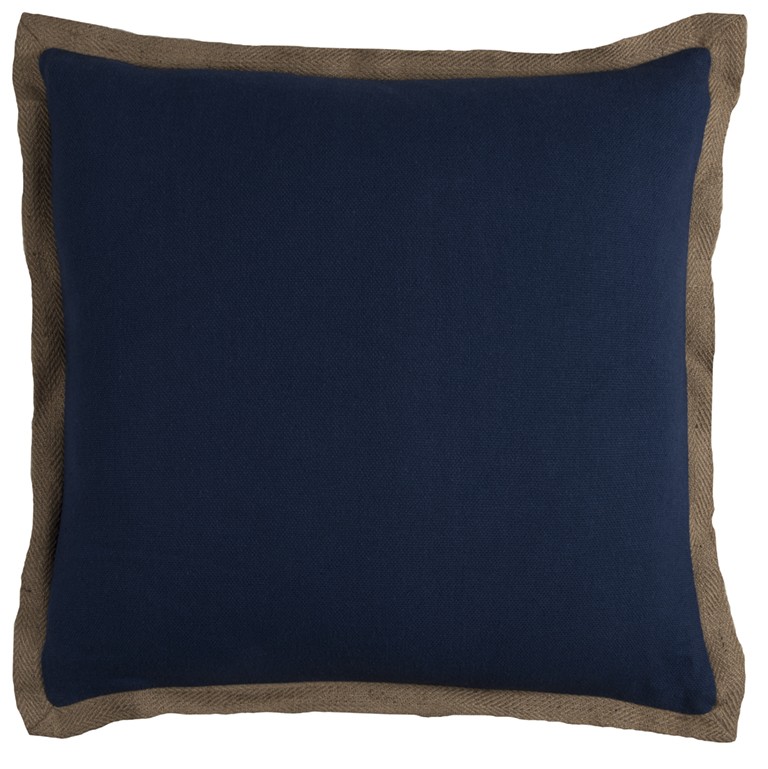 Dark Navy and Natural Jute Throw Pillow-403204-1