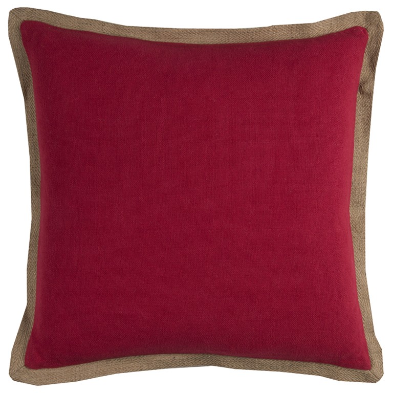 Red Beige and Natural Jute Throw Pillow-403216-1