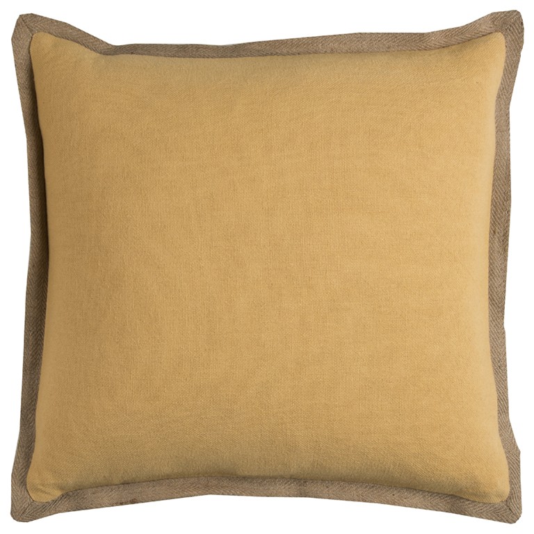 Yellow Beige and Natural Jute Throw Pillow-403217-1