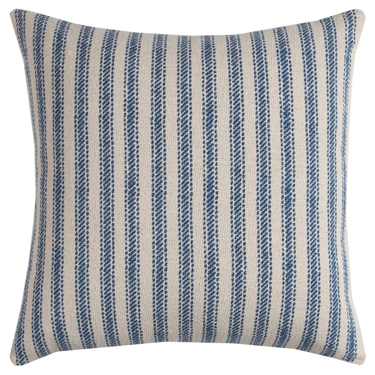 Blue Natural Ticking Stripe Throw Pillow-403221-1