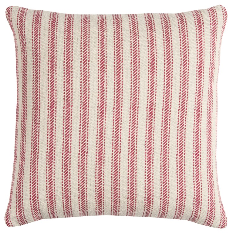 Red Natural Ticking Stripe Throw Pillow-403222-1