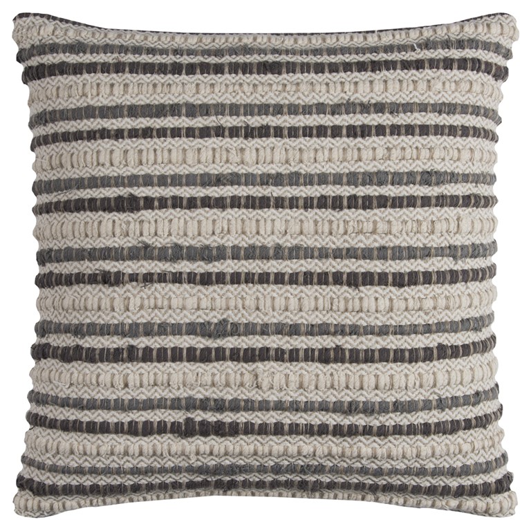 20" Gray Beige Nubby Texture Bands Throw Pillow-403236-1