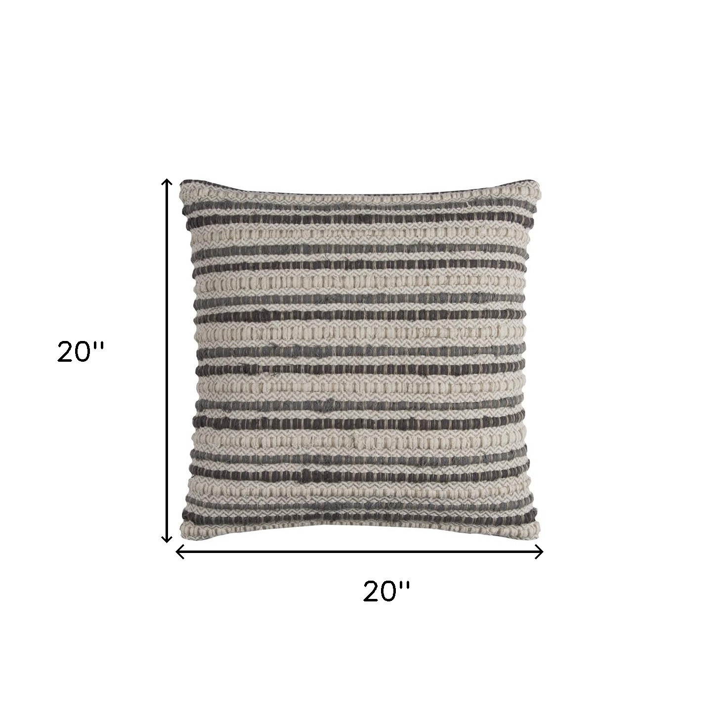 20" Gray Beige Nubby Texture Bands Throw Pillow