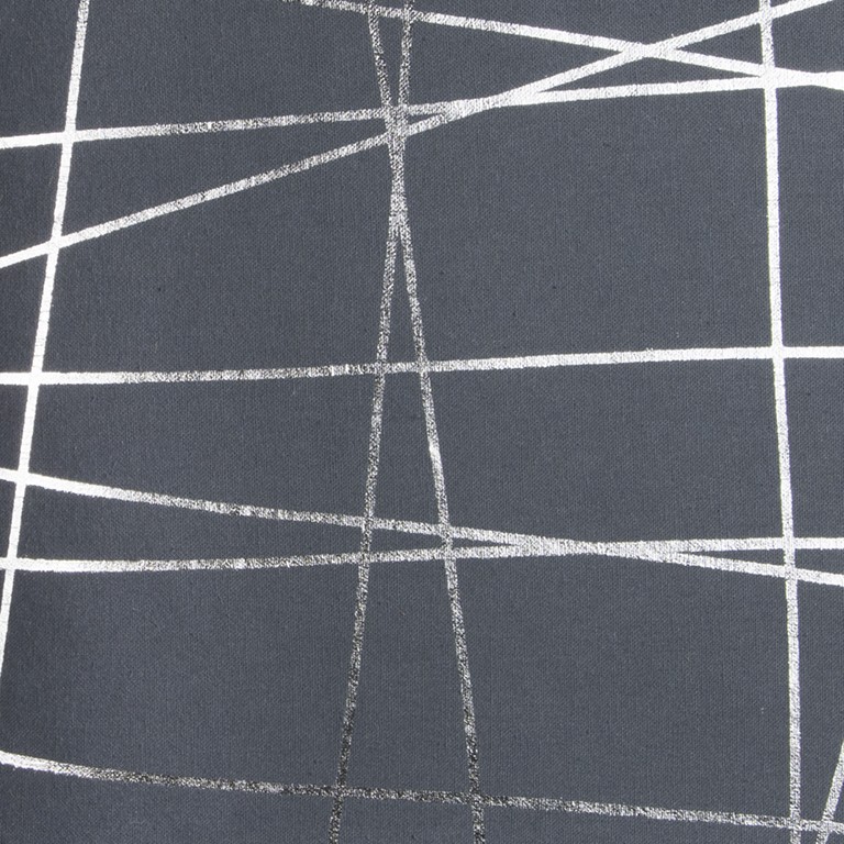 20" Gray and Silver Abstract Linework Cotton Throw Pillow
