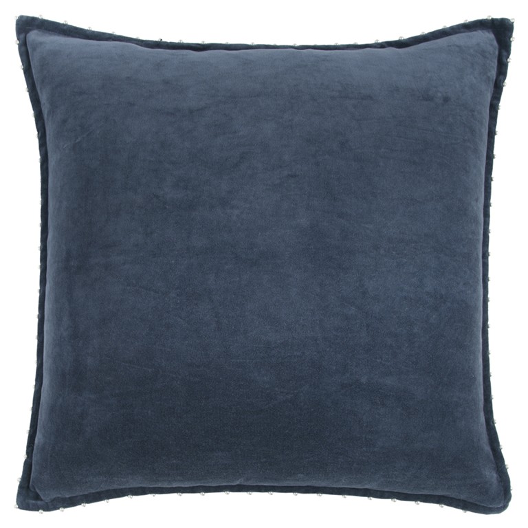 Indigo Solid Pearl Beaded Edge Throw Pillow-403270-1
