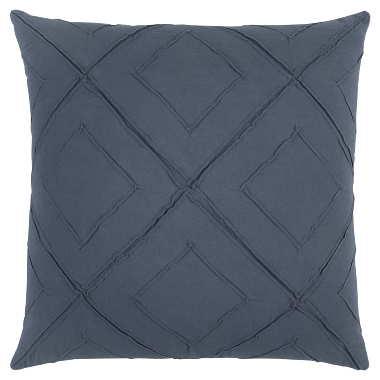 Indigo Pin Tuck Diamond Pattern Throw Pillow-403276-1