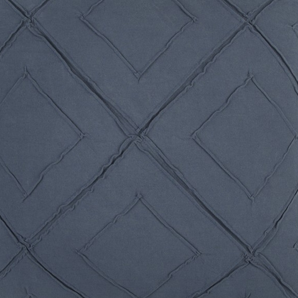 Indigo Pin Tuck Diamond Pattern Throw Pillow