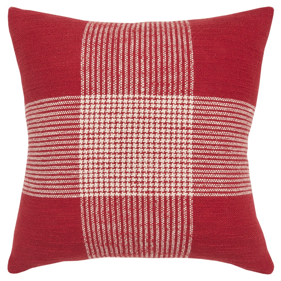 Red White Plaid Pattern Throw Pillow-403316-1