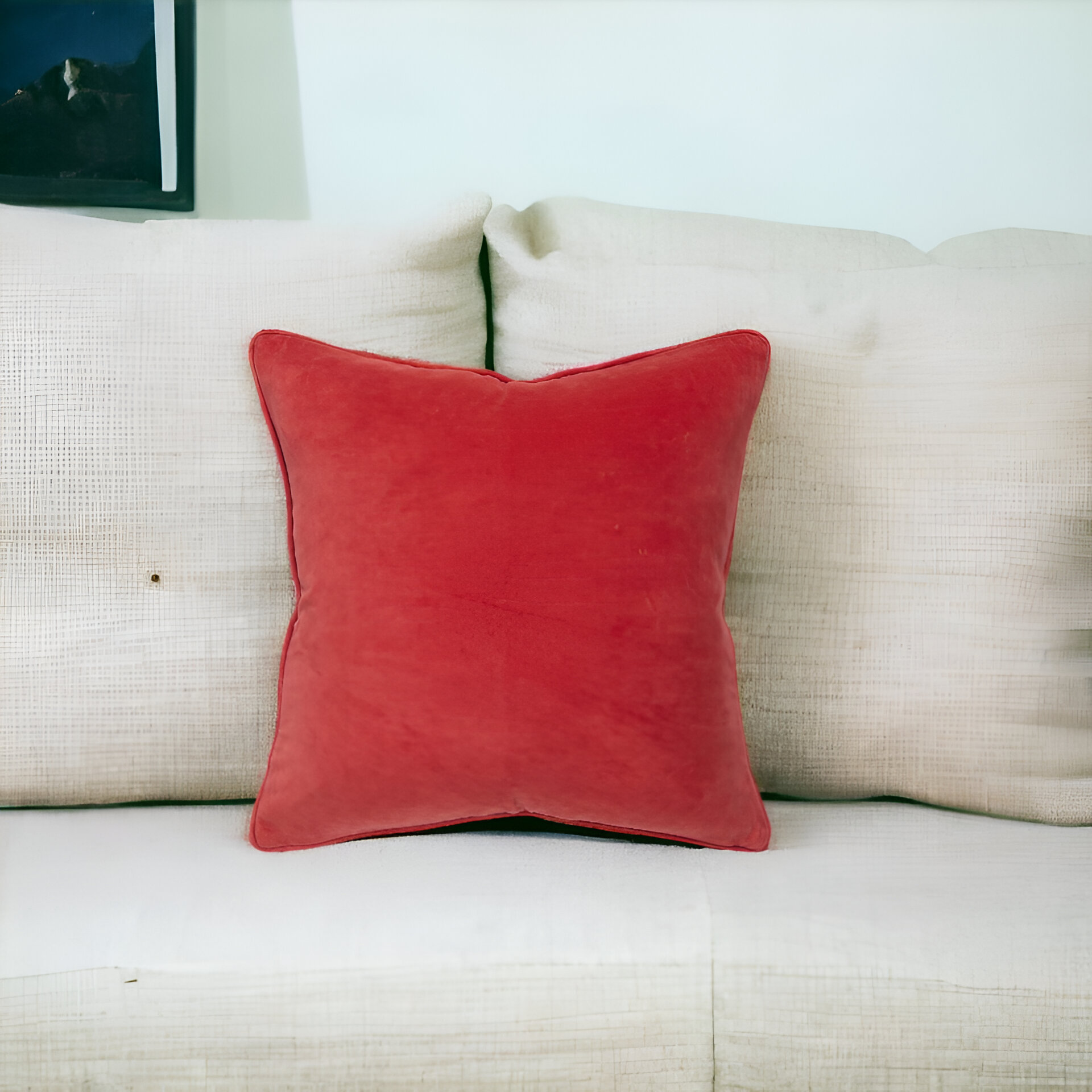 20" Red Cotton Throw Pillow