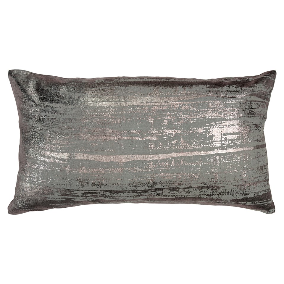 Silver Distressed Brush Stroke Lumbar Pillow-403409-1