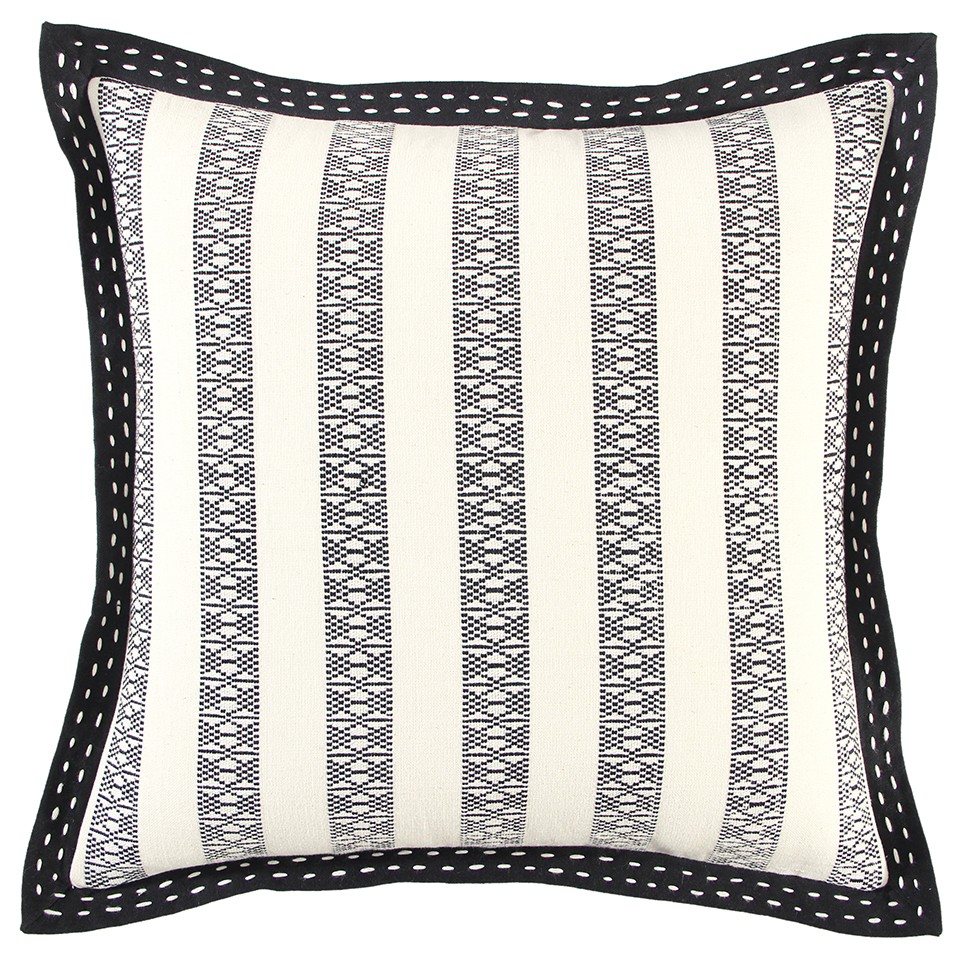 Black Ivory Alternate Striped Throw Pillow-403442-1