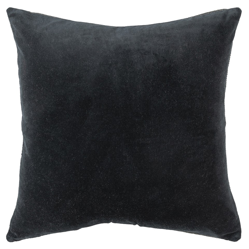 Black Solid Reversible Cotton Velvet Throw Pillow-403462-1