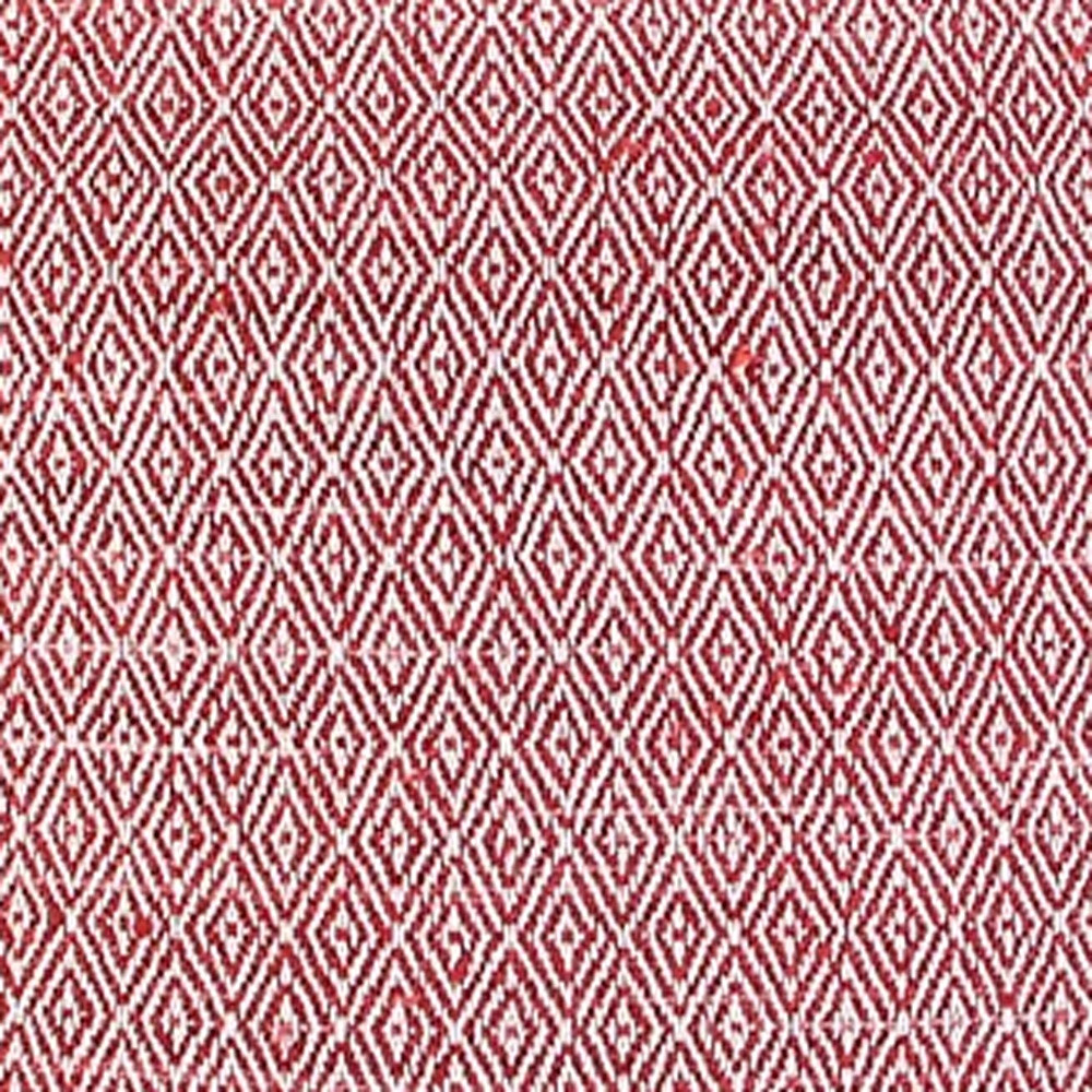 20" Red and Ivory Cotton Throw Pillow