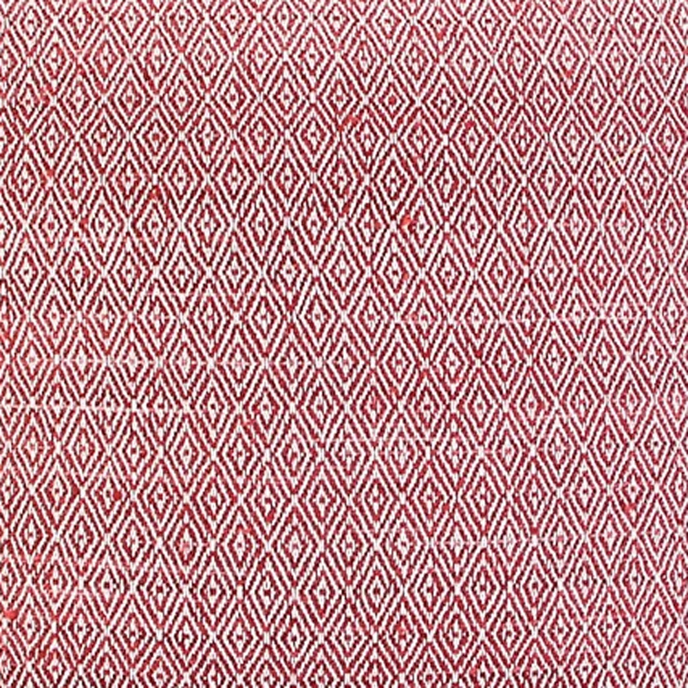 20" Red and Ivory Cotton Throw Pillow