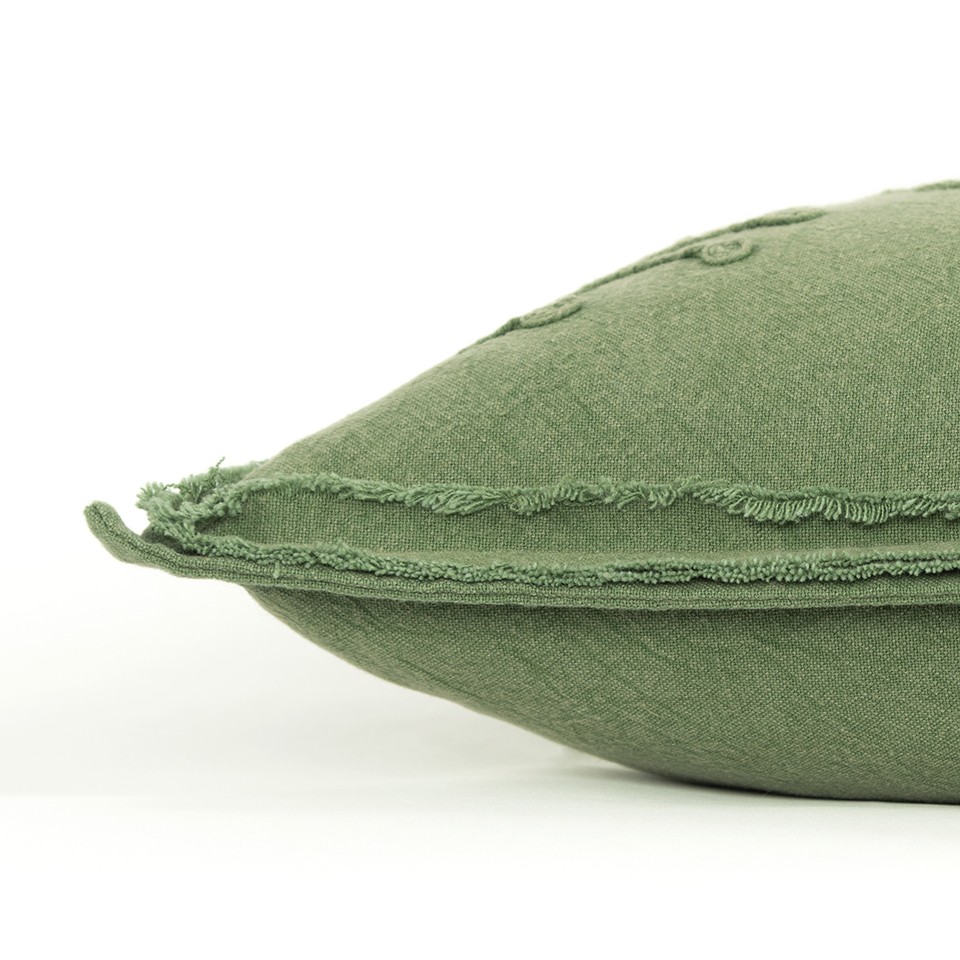 14" X 26" Green Tone on Tone Botanical Throw Pillow With Embroidery