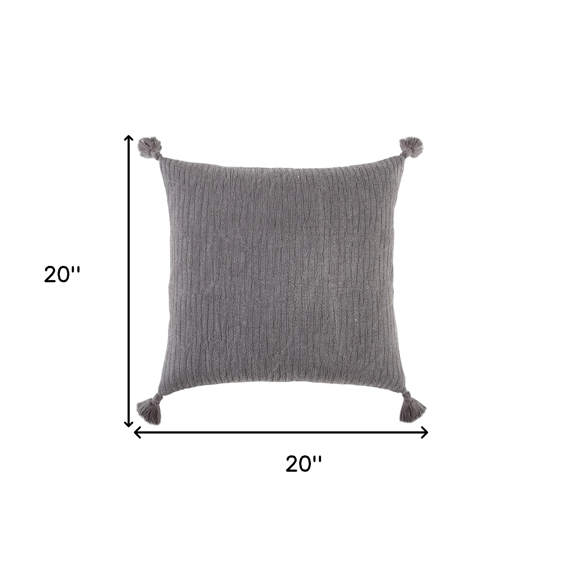 Gray Solid Tonal Abstract Stripe Throw Pillow