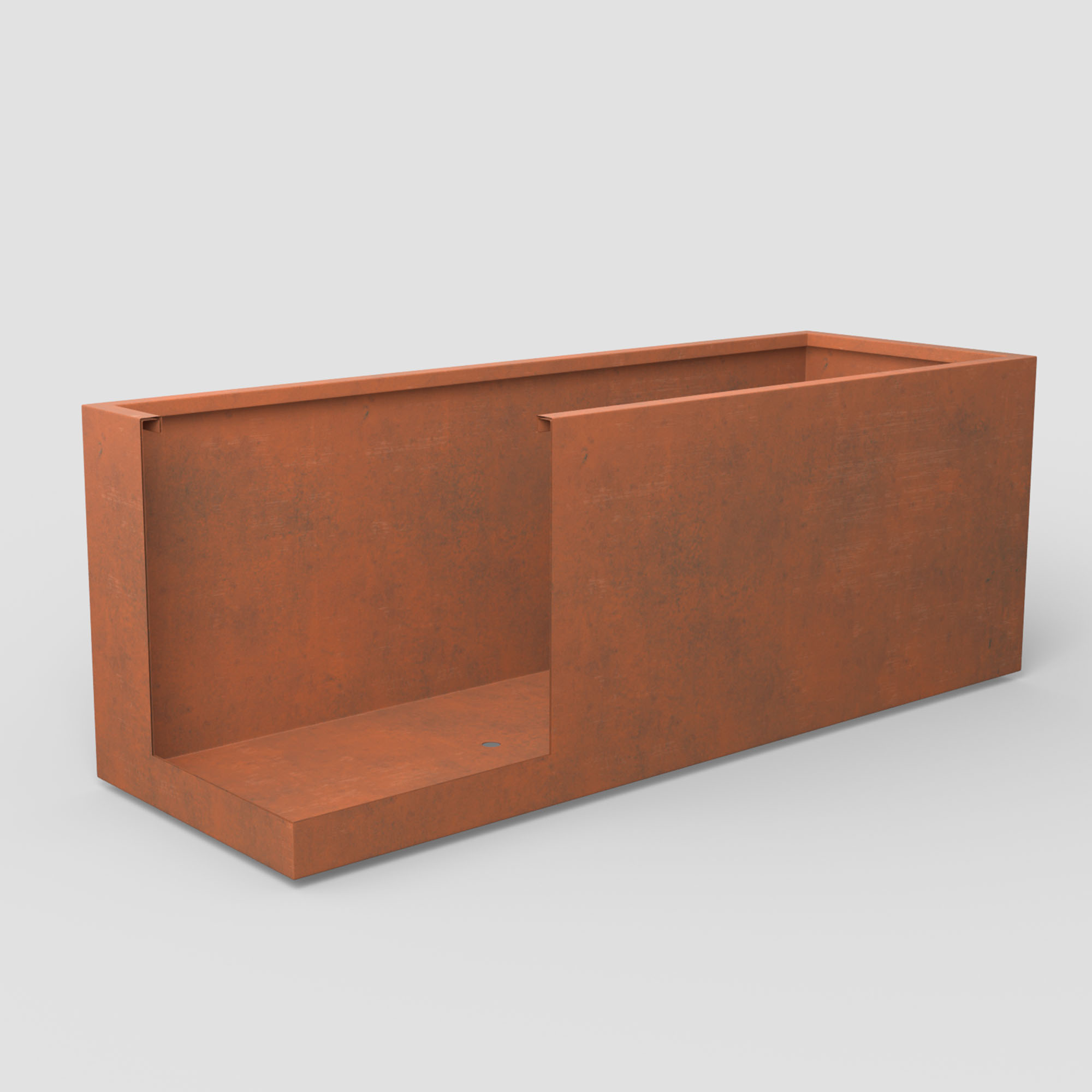 39" Mod Earthy Rust Color Designer Metal Planter Box