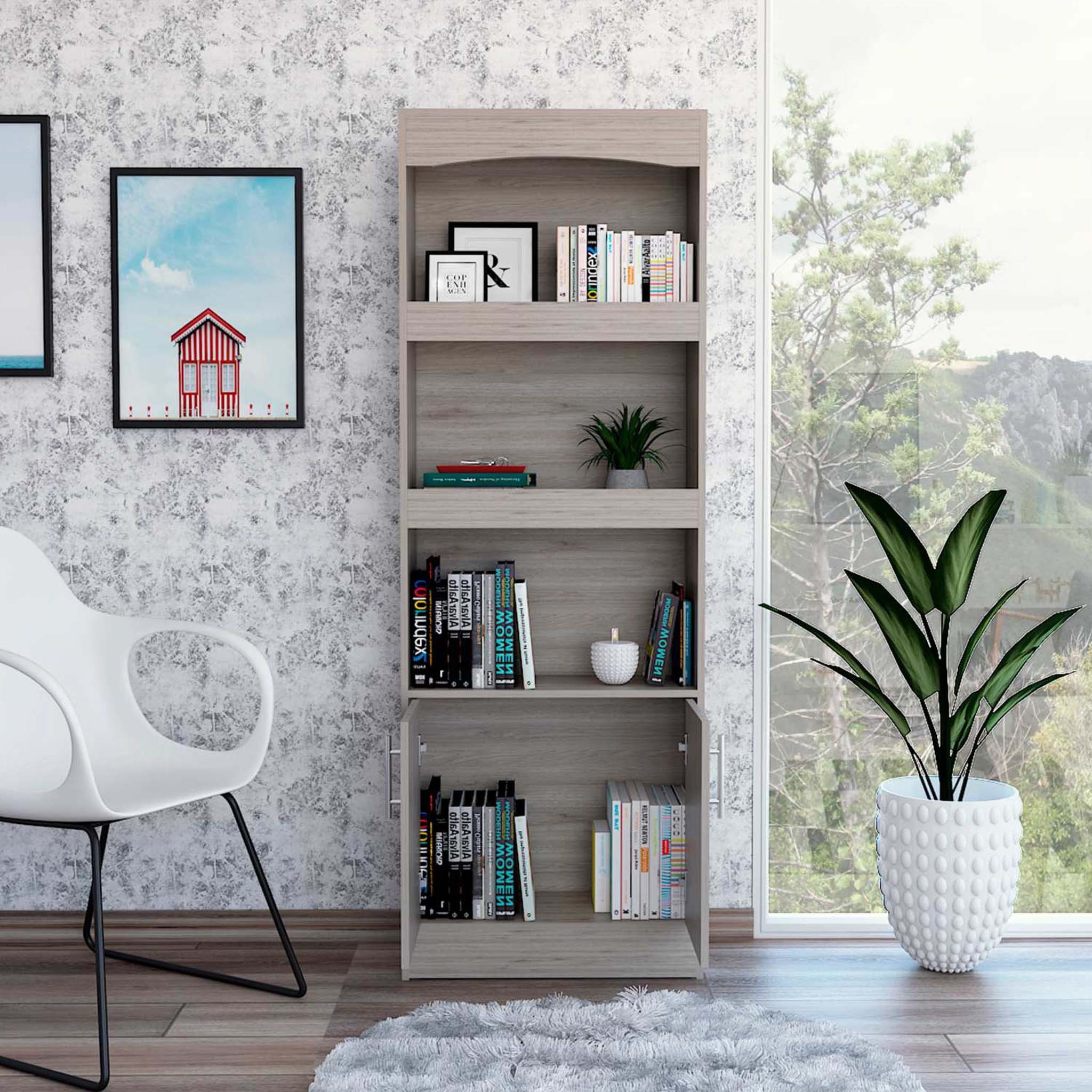 Catarina Light Gray Bookcase Cabinet