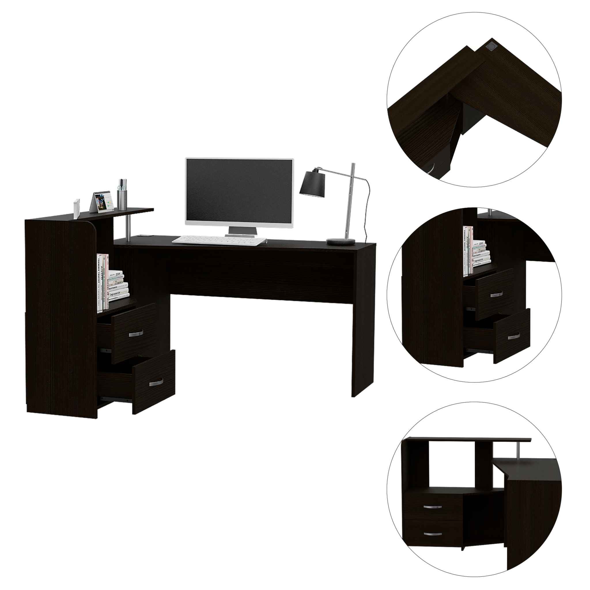 Sedona Black L Shaped Computer Desk