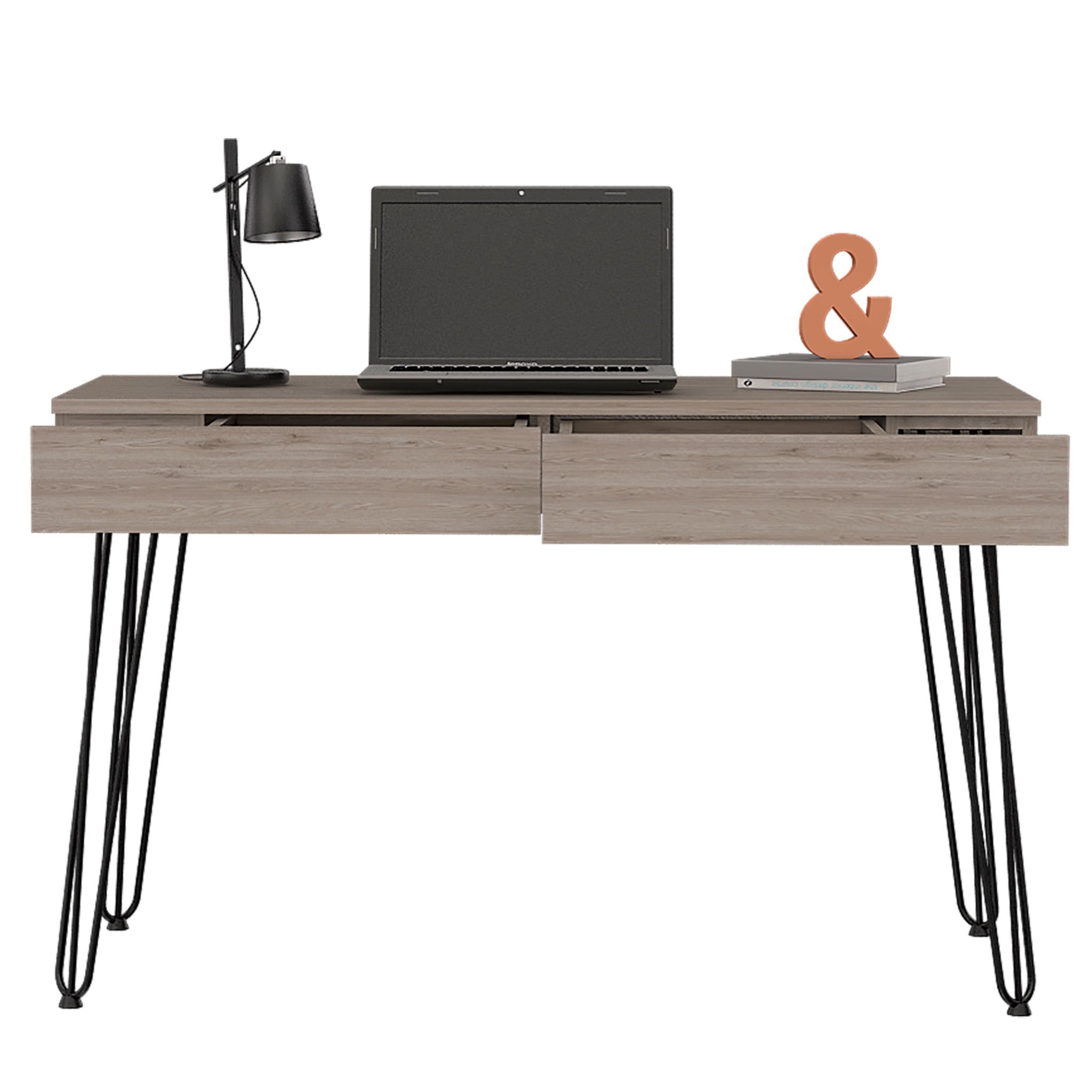Roxy Light Gray Computer Desk with Two Drawers