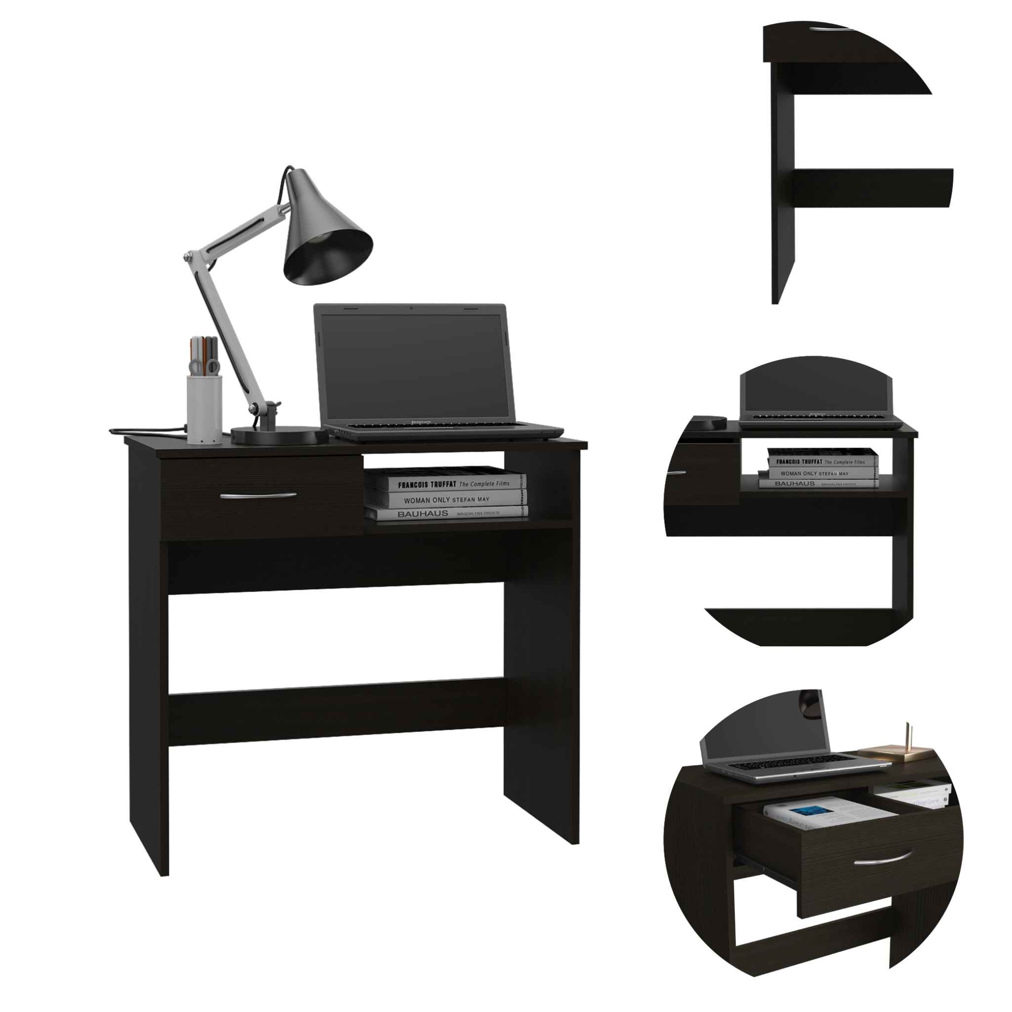 Mod Black Desk and Bookshelf Set