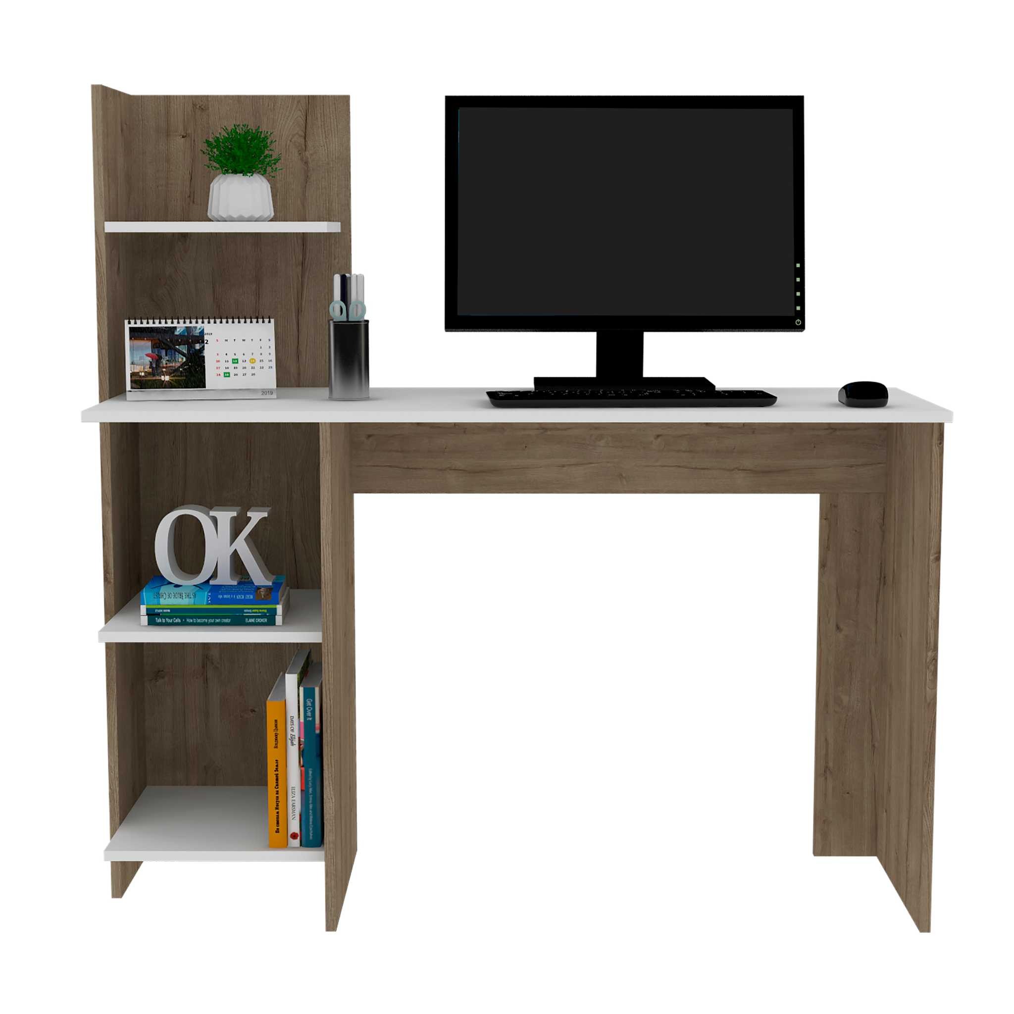 Modern Natural and White Computer Desk