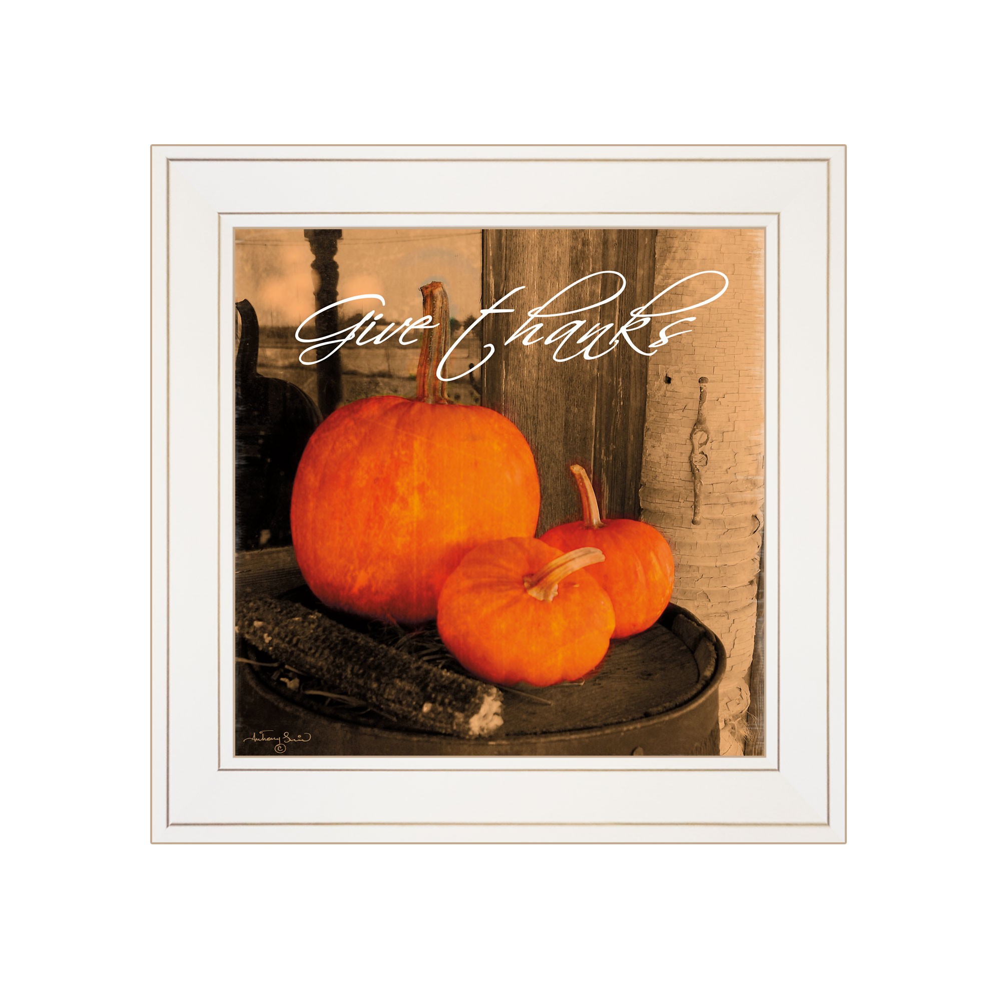 give Thanks 1 White Framed Print Wall Art